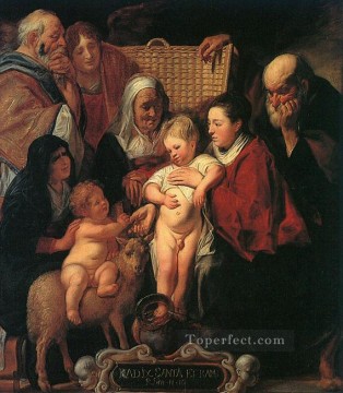  Familia Pintura - La Sagrada Familia con Santa Ana La Joven Bautista y sus padres Barroco flamenco Jacob Jordaens